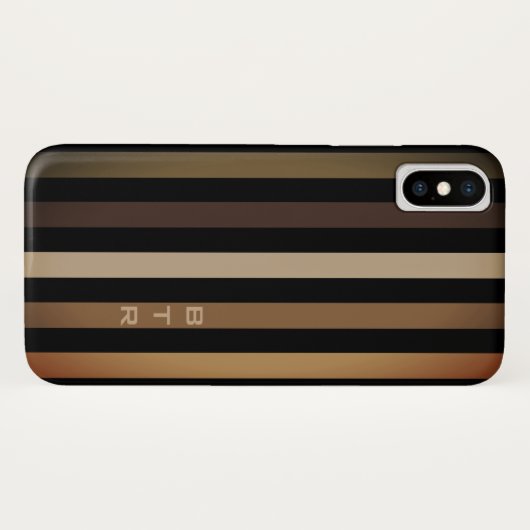 Beige Bruin & Zwart Verticale Strepen Monogram Case-Mate iPhone Case (Achterkant (horizontaal))