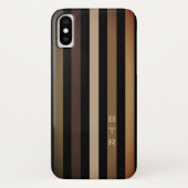 Beige Bruin & Zwart Verticale Strepen Monogram Case-Mate iPhone Case (Achterkant)