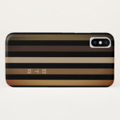 Beige Bruin & Zwarte Verticale Strepen Monogram Case-Mate iPhone Case (Achterkant (horizontaal))