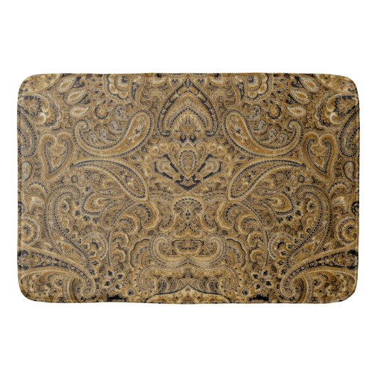 Beige & Bruine Bloemen Paisley Patroon Badmat (Voorkant)