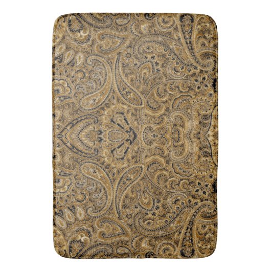 Beige & Bruine Bloemen Paisley Patroon Badmat (Voorkant Verticaal)
