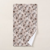 Beige bruine bloemen patroon op tijger achtergrond bad handdoek (Handdoek)