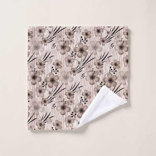 Beige bruine bloemen patroon op tijger achtergrond bad handdoek (Wasdoekje)