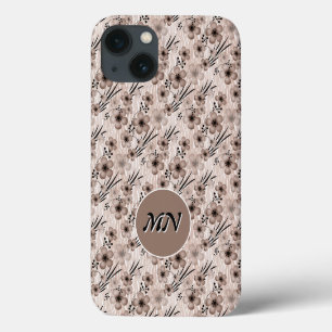 Beige bruine bloemen patroon op tijger achtergrond Case-Mate iPhone case
