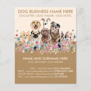 Beige Bruine Botanische Honden Flyer