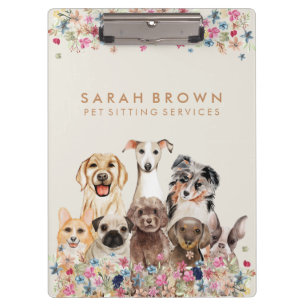 Beige Bruine Cute Hond Trimmer Kleine bloemen Klembord