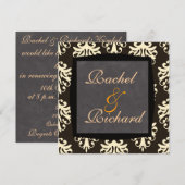 Beige & bruine DAMASK CLASSIC Wedding INVITATION Kaart (Voorkant / Achterkant)