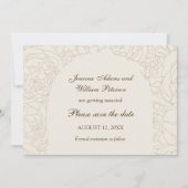 Beige bruine elegante bruiloft save the date (Voorkant)