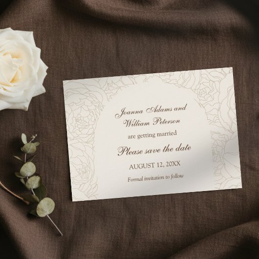 Beige bruine elegante bruiloft save the date