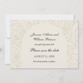 Beige bruine elegante bruiloft save the date