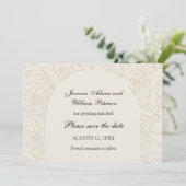 Beige bruine elegante bruiloft save the date (Staand voorkant)