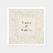 Beige bruine elegante gepersonaliseerde bruiloft s servet (Voorkant)