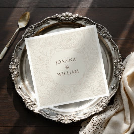 Beige bruine elegante gepersonaliseerde bruiloft s servet