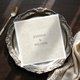 Beige bruine elegante gepersonaliseerde bruiloft s servet