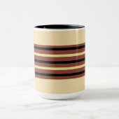 Beige, Bruine en Zwarte Gestreepte Koffie Mok Cup (Midden)