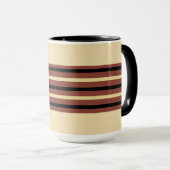 Beige, Bruine en Zwarte Gestreepte Koffie Mok Cup (Voorkant rechts)