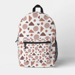 Beige & Bruine Geometrische Patroon Print Snijd Na Bedrukte Rugzak