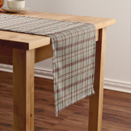 Beige Bruine Geruite Klassieke Patroon Tafel Runne Korte Tafelloper