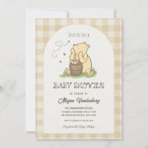 Beige Bruine Geruite Teddybeer Baby Shower