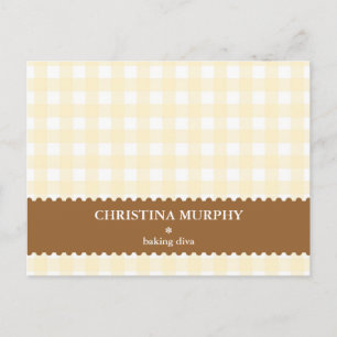 Beige bruine gingham met inwendige naam recept-kaa briefkaart