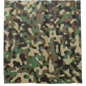 Beige, bruine, groene, donkergrijze camouflage douchegordijn (Voorkant)