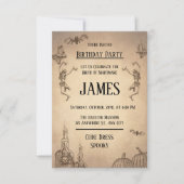 Beige bruine illustratie Halloween Verjaardag Kaart (Voorkant)