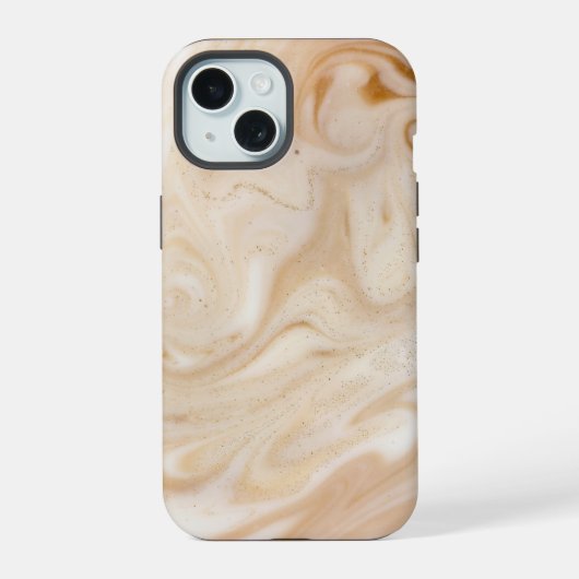 Beige Bruine Marmer iPhone 15 Case (Achterkant)
