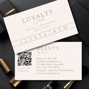 Beige & Bruine Minimale Elegante Salon QR Code Visitekaartje