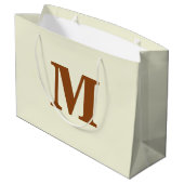 Beige & Bruine Moderne Letter Monogram Groot Cadeauzakje (Achterkant Gekanteld)