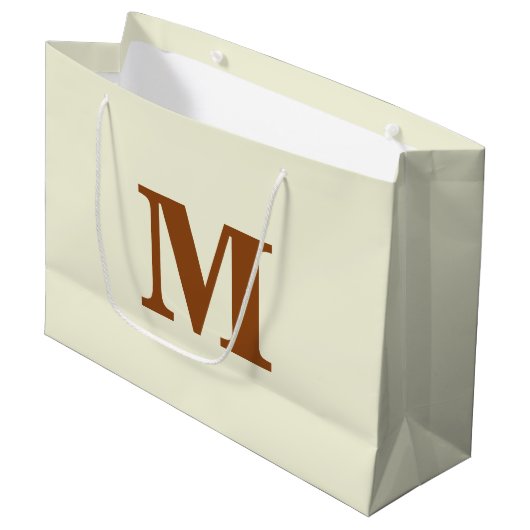 Beige & Bruine Moderne Letter Monogram Groot Cadeauzakje (Voorkant Gekanteld)