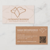 Beige bruine QR-code Logo Dog Cat Pet Visitekaartje (Voorkant / Achterkant)