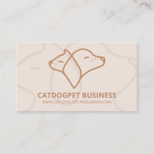 Beige bruine QR-code Logo Dog Cat Pet Visitekaartje