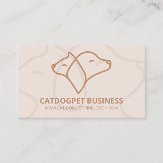 Beige bruine QR-code Logo Dog Cat Pet Visitekaartje (Voorkant)
