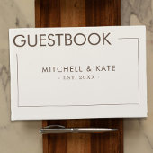 Beige Bruine Rand Eenvoudige Bruiloft Gastenboek