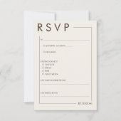 Beige Bruine Rand Eenvoudige Bruiloft RSVP Kaartje (Voorkant)