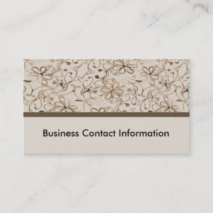 beige bruine retro bloemen visitekaartje