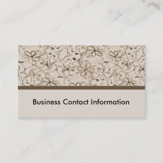 beige bruine retro bloemen visitekaartje