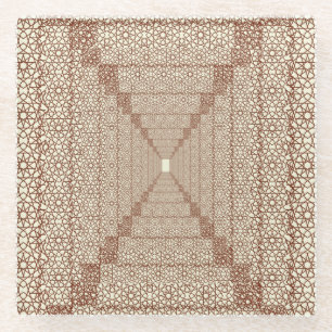 Beige Bruine Rustieke Islamitische Geometrische En Glazen Onderzetter