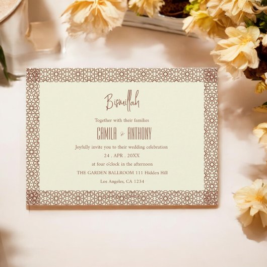 Beige Bruine Rustieke Islamitische Geometrische En Kaart