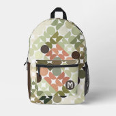 Beige Bruine Salie Groene Perzik Sinaasappel Midee Bedrukte Rugzak (Voorkant)