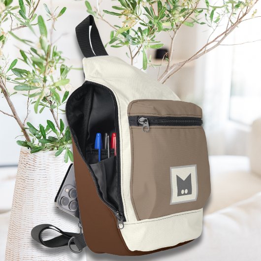 Beige bruine stad accessoire crossbody draagtas sling bag