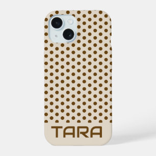 BEIGE BRUINE STIPPEN STIJLVOOL EENVOUDIG AANGEPAST iPhone 15 CASE