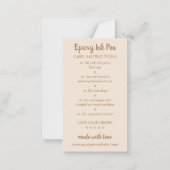 Beige bruine verzorging instructies voor Epoxy Pen Notitiekaartje (Voorkant)