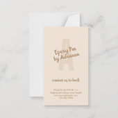 Beige bruine verzorging instructies voor Epoxy Pen Notitiekaartje (Achterkant)