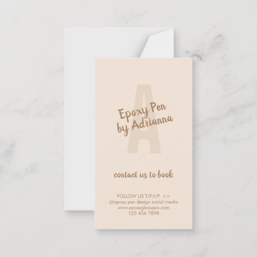 Beige bruine verzorging instructies voor Epoxy Pen Notitiekaartje (Achterkant)