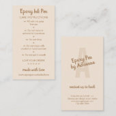 Beige bruine verzorging instructies voor Epoxy Pen Notitiekaartje (Voorkant / Achterkant)