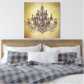 Beige Bruine Vintage Kroonluchter Canvas Kunstprin Afdruk (Insitu (Slaapkamer))