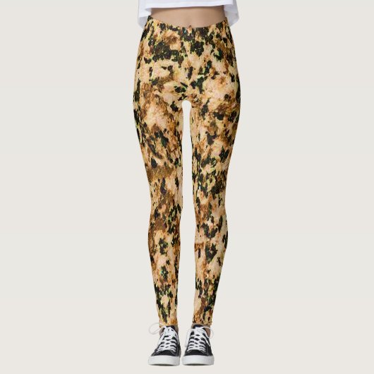 Beige Bruine & Zwarte Leggings (Voorkant)