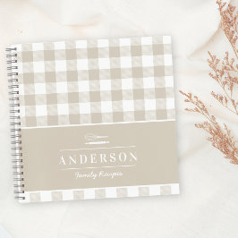 Beige Buffalo Check Familie Naam Recept Notitieboek