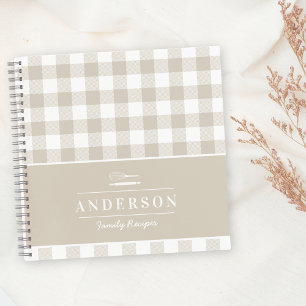 Beige Buffalo Check Familie Naam Recept Notitieboek